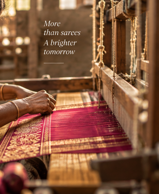 Kauseya artisan weaving silk on a traditional handloom